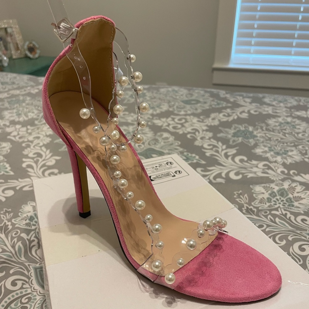 Pink heels with Pearl Straps